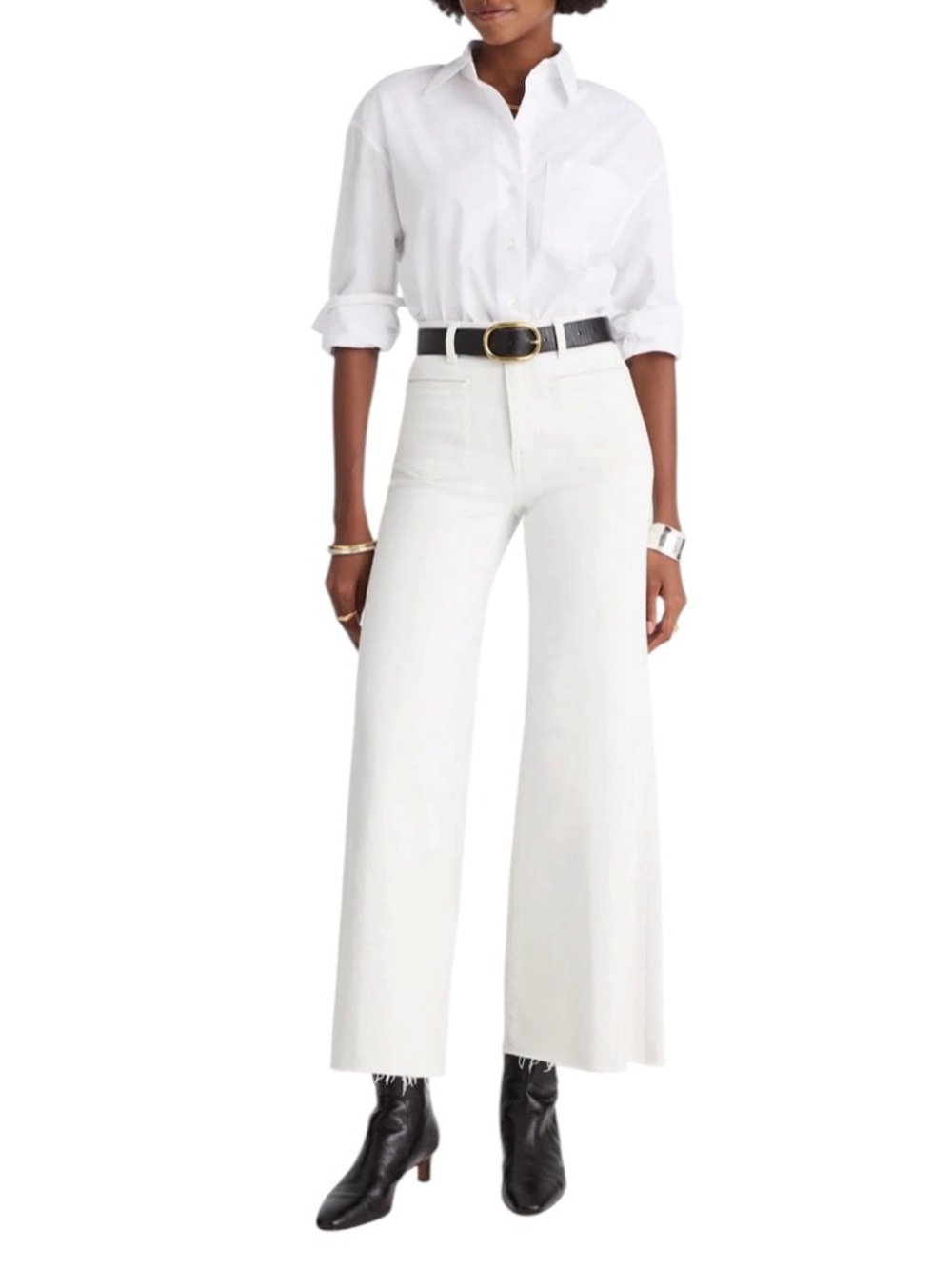 Madewell Flared Wide-Leg Crop Jeans in Vintage Ivory - Picture 2 of 12